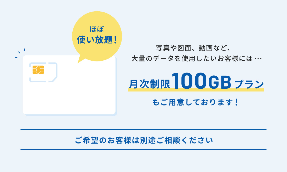 画像：Just in Mobile（SIM付きレンタル）100GB料金プラン