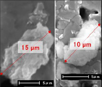 初期なじみ時の油中粒子（SEM画像）